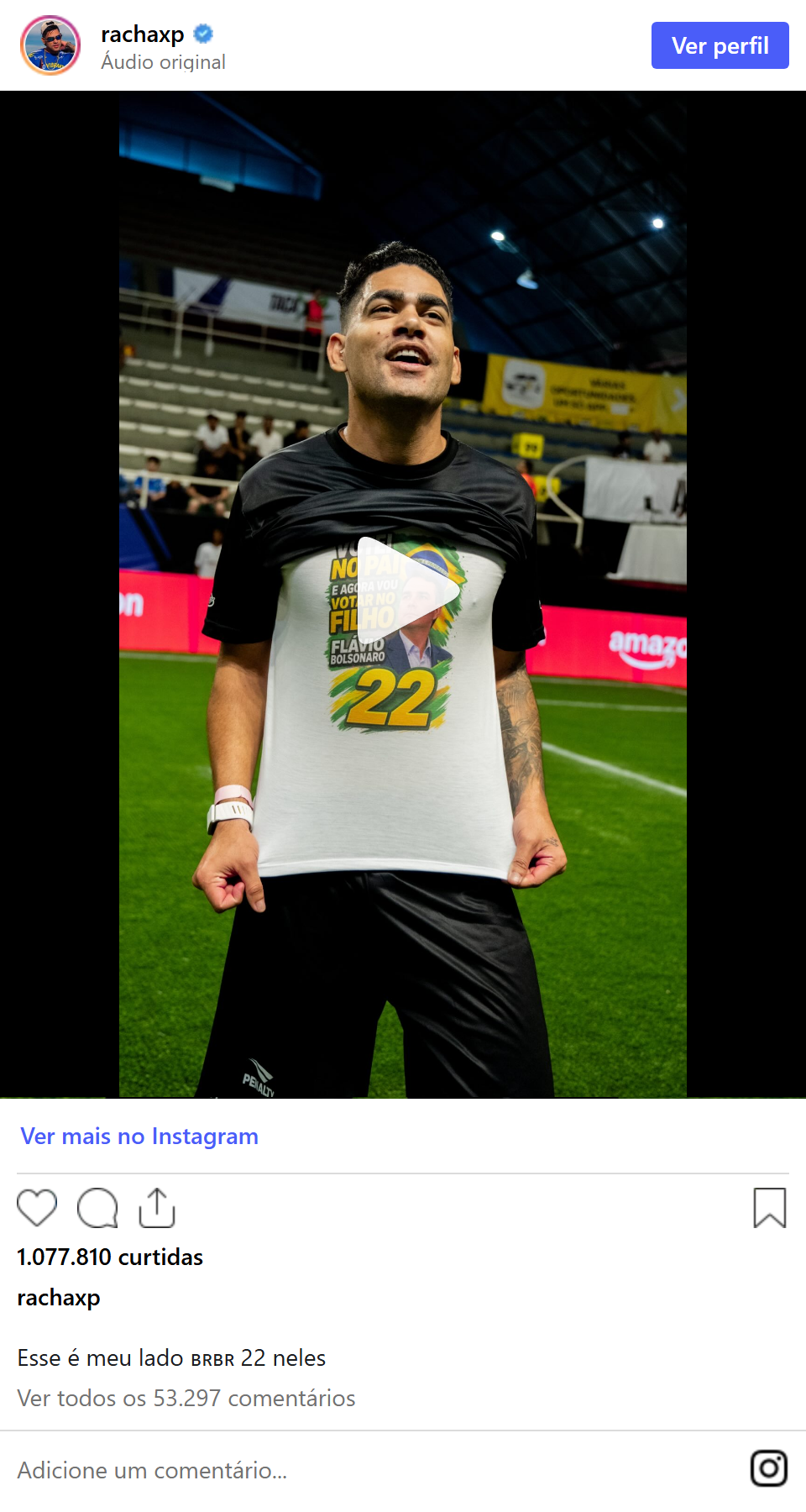 Print arquivado do post de Racha em 17/10/2026