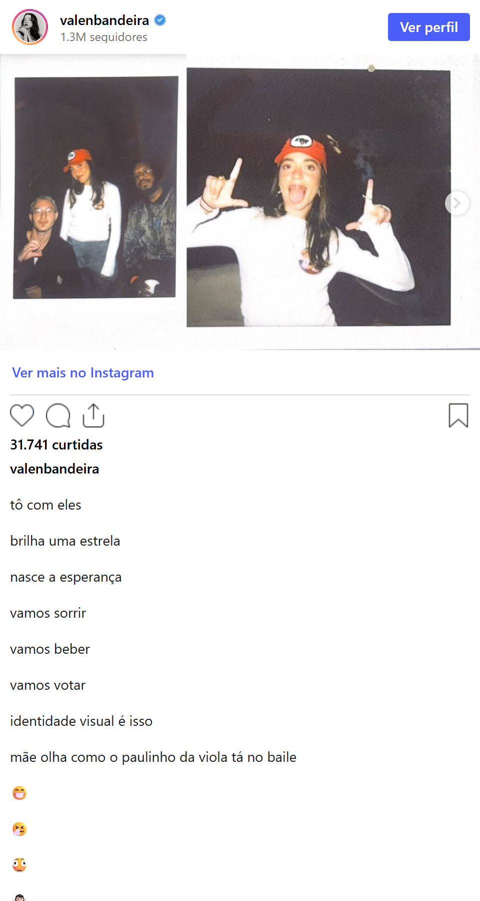 Print arquivado do post de Valentina Bandeira em 24/09/2026