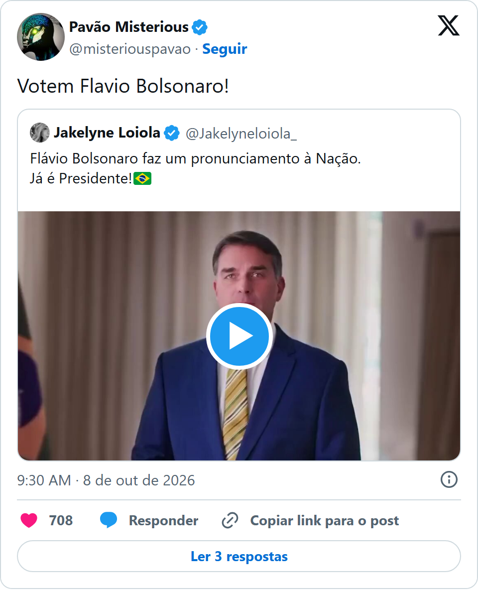 Print arquivado do post de Pavão Misterious em 08/10/2026