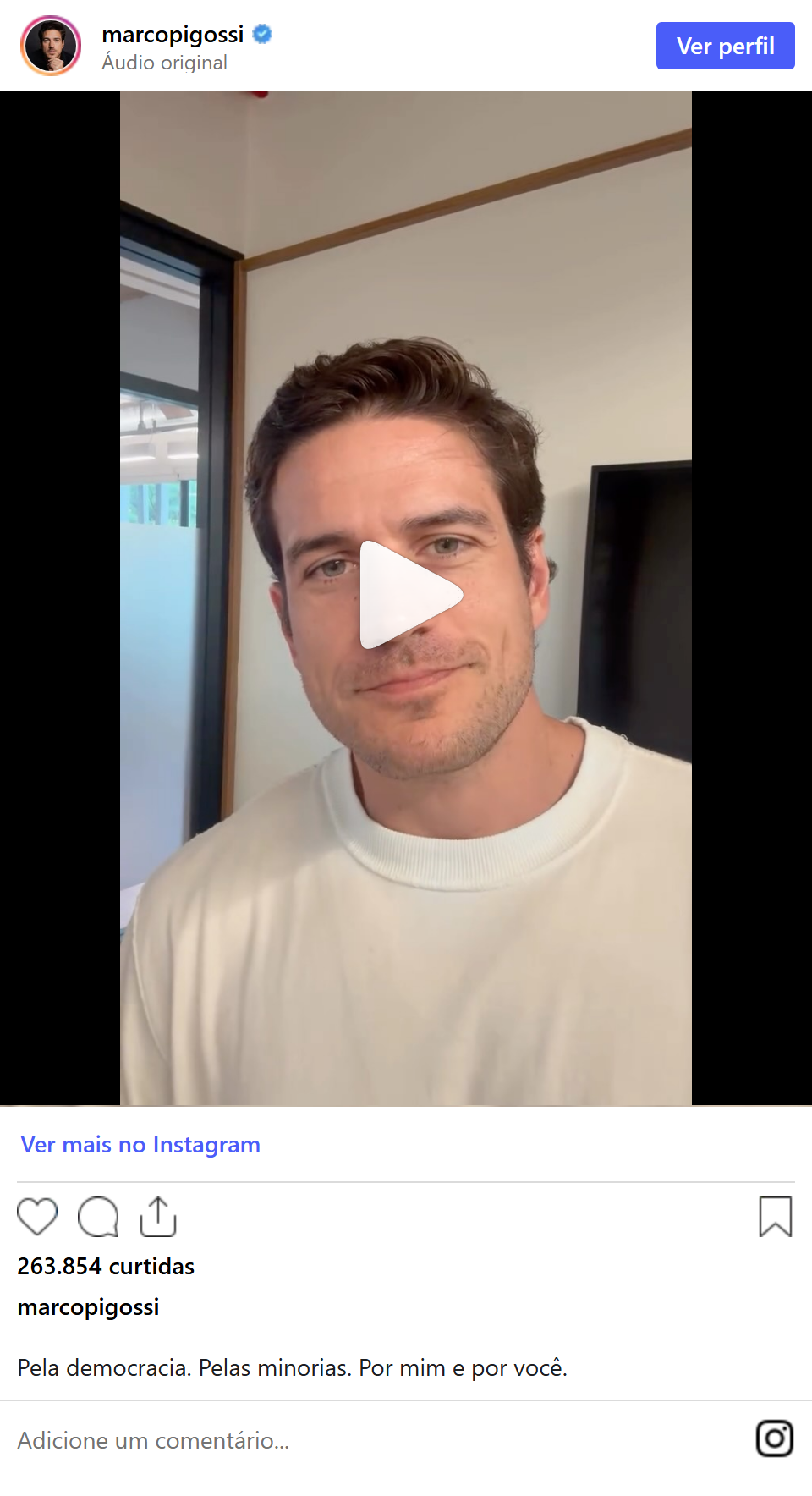 Print arquivado do post de Marco Pigossi em 13/10/2026