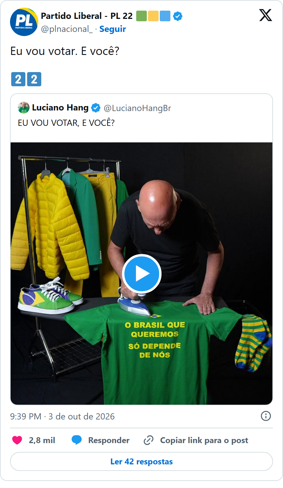 Print arquivado do post de Luciano Hang em 03/10/2026
