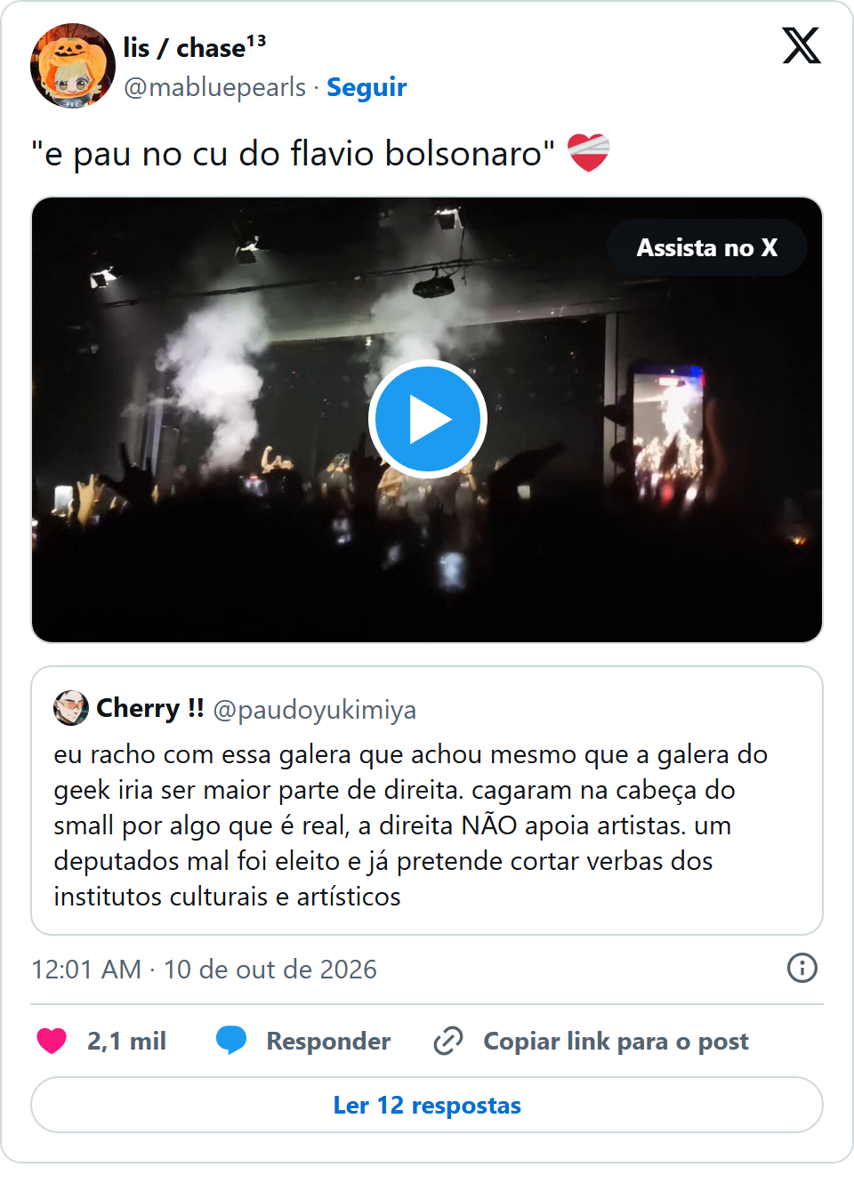 Print arquivado do post de AniRap em 10/10/2026