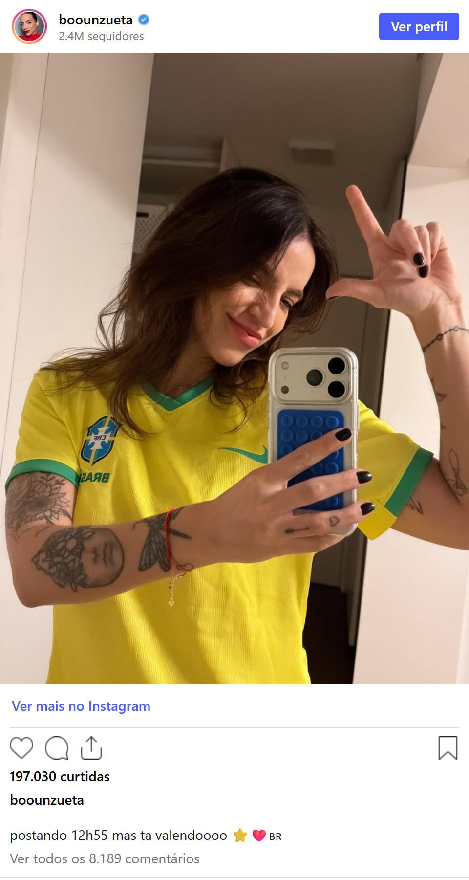 Print arquivado do post de Bruna Unzueta em 17/10/2026