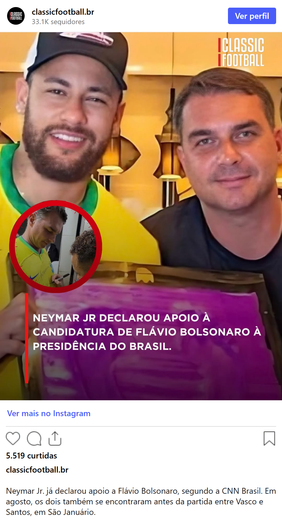 Print arquivado do post de Neymar em 29/09/2026