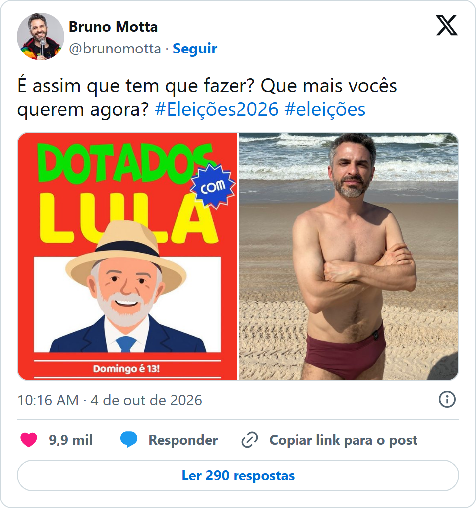 Print arquivado do post de Bruno Motta em 04/10/2026