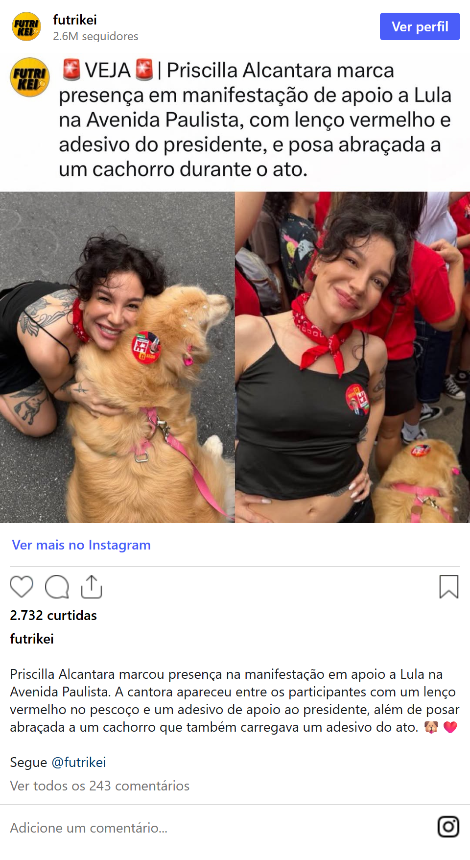 Print arquivado do post de Priscilla Alcantara em 11/10/2026