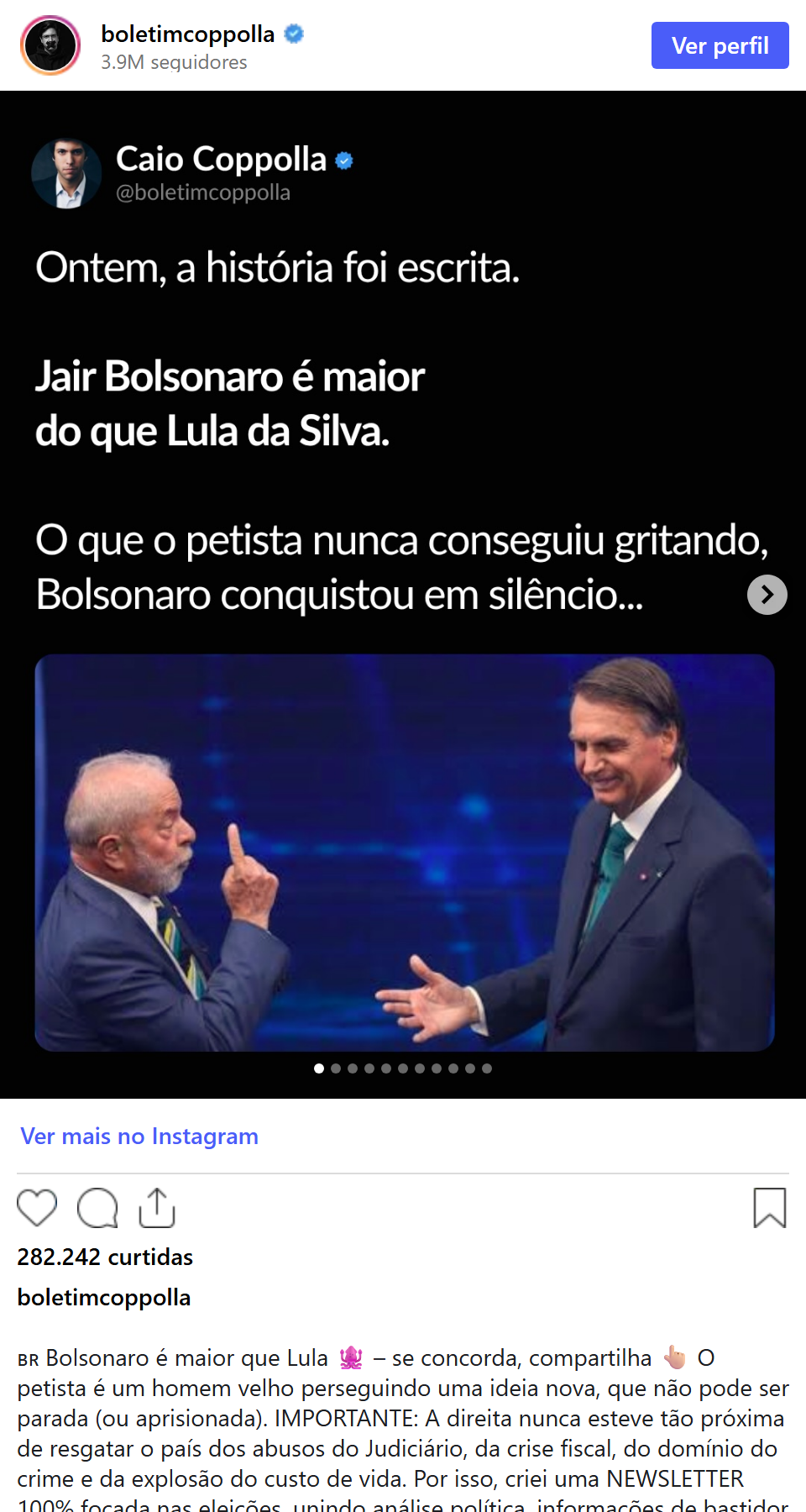 Print arquivado do post de Caio Coppolla em 05/10/2026