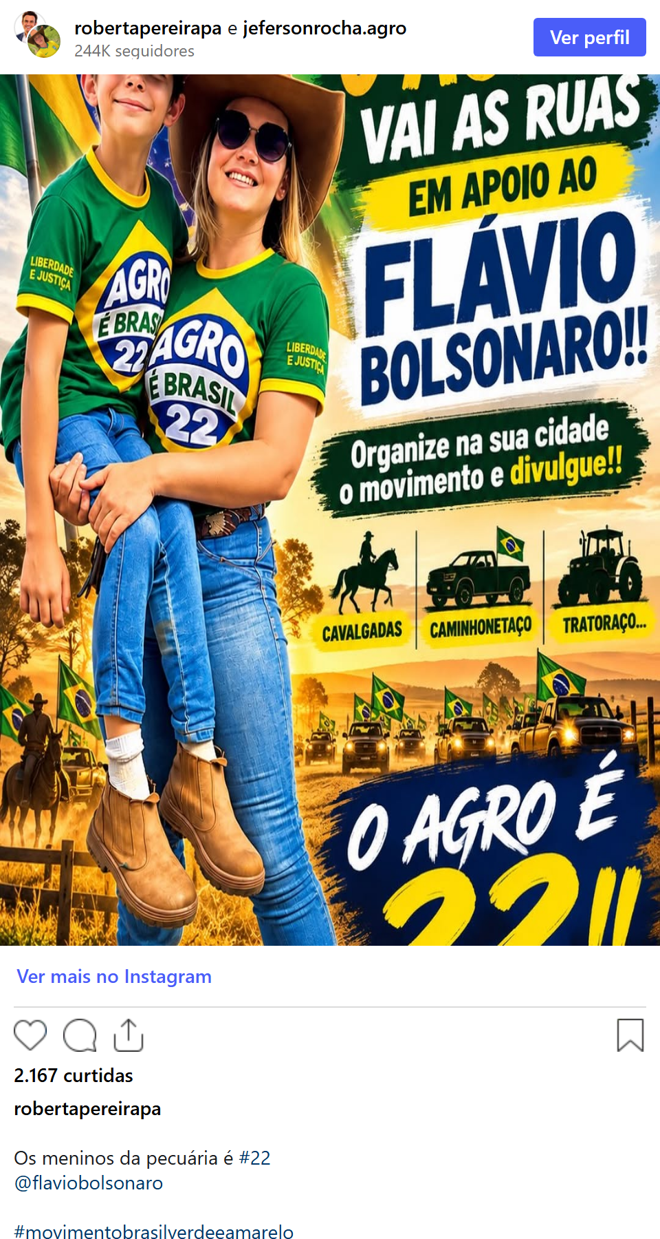 Print arquivado do post de Roberta Pereira em 15/10/2026