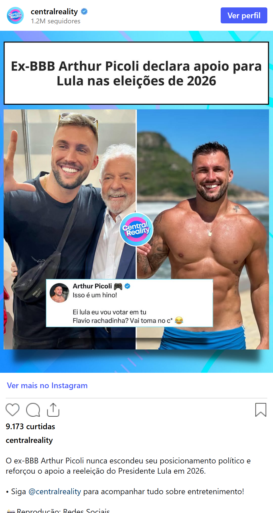 Print arquivado do post de Arthur Picoli em 03/10/2026