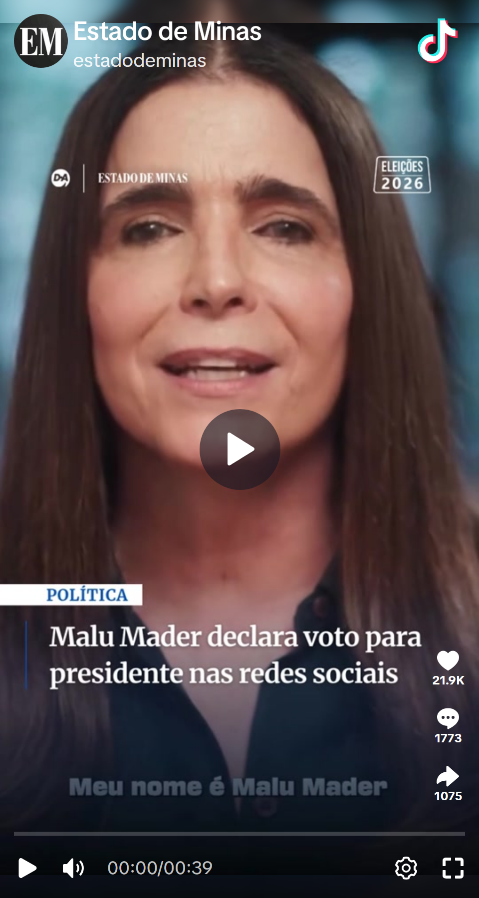 Print arquivado do post de Malu Mader em 18/09/2026