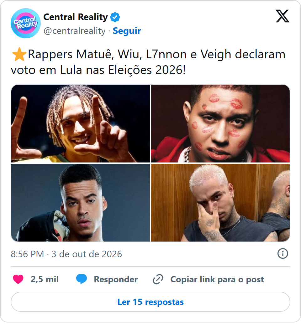 Print arquivado do post de L7NNON em 03/10/2026