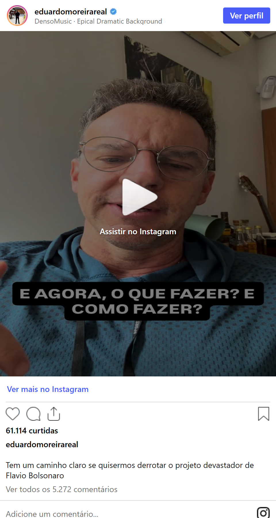 Print arquivado do post de Eduardo Moreira em 05/10/2026