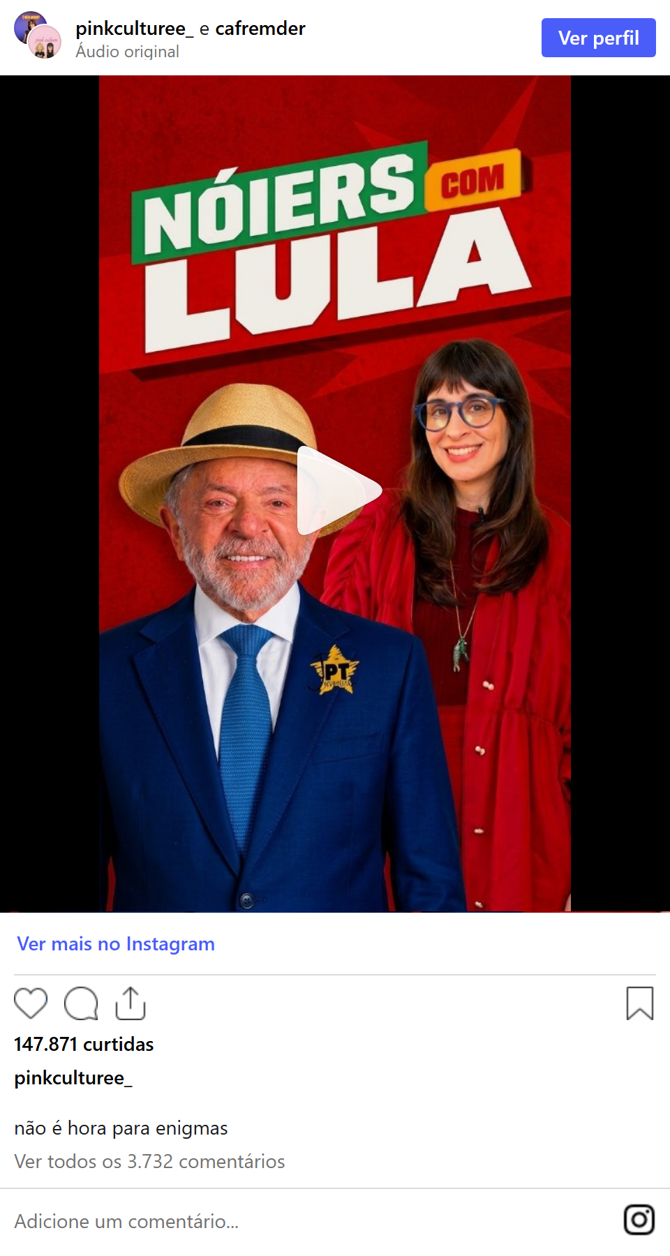 Print arquivado do post de Camila Fremder em 05/10/2026