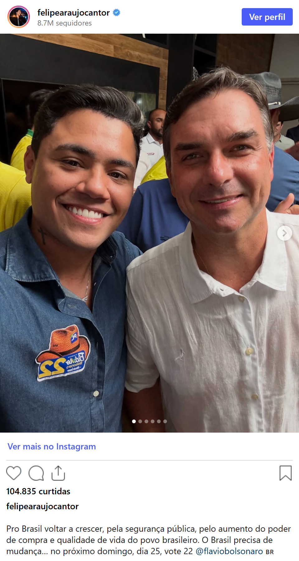 Print arquivado do post de Felipe Araújo em 20/10/2026