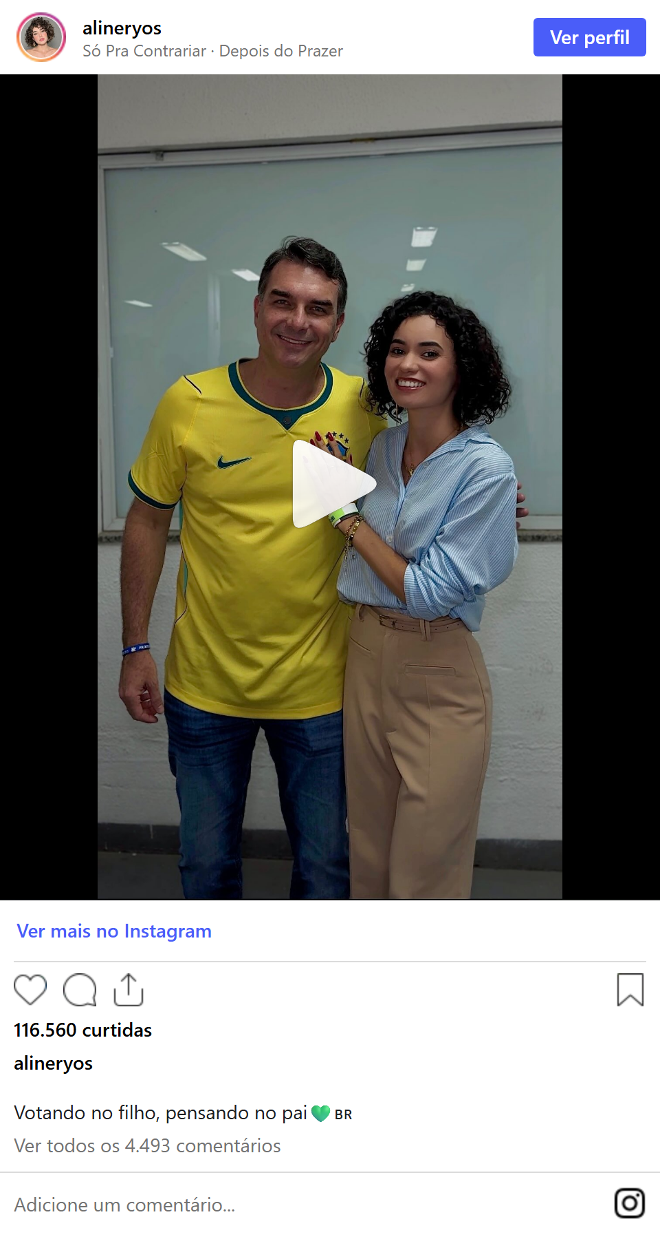 Print arquivado do post de Aline Rios em 02/10/2026