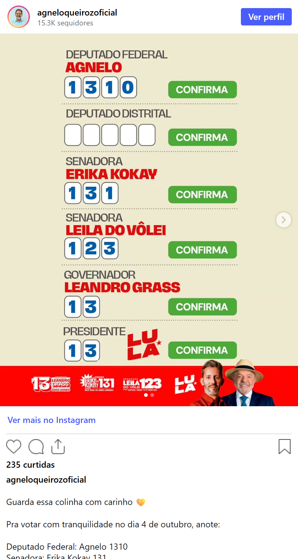 Print arquivado do post de Agnelo Queiroz em 01/10/2026