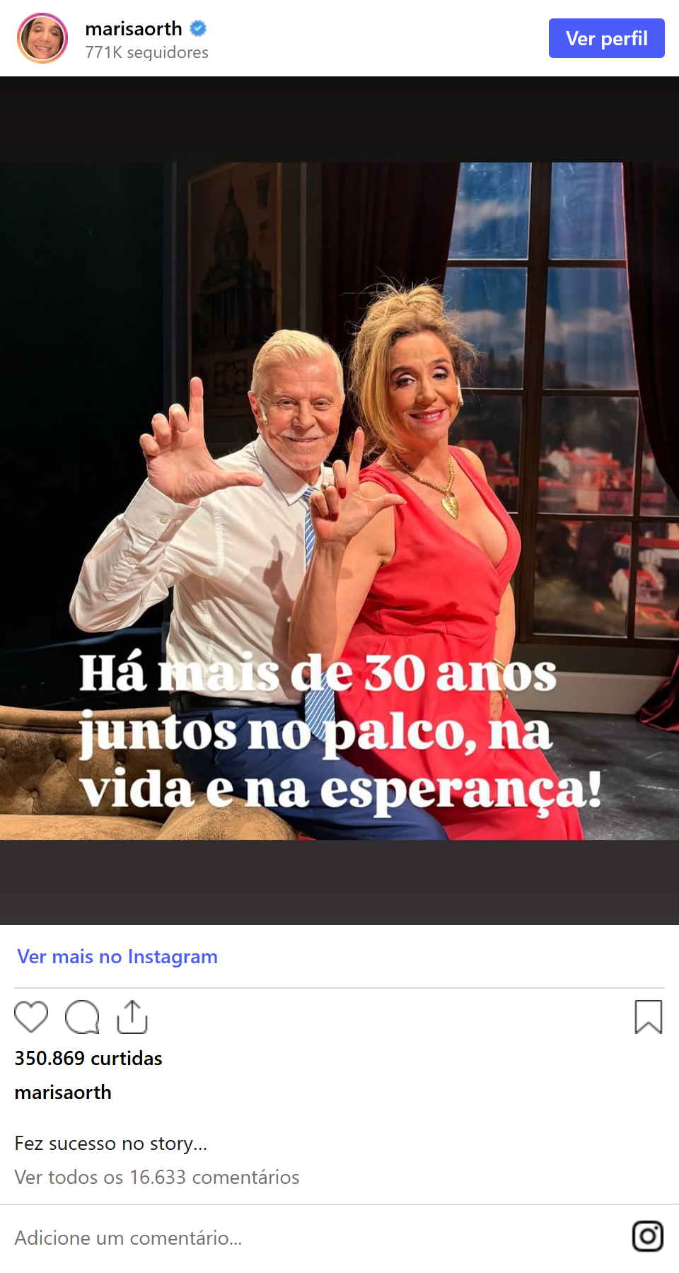 Print arquivado do post de Marisa Orth em 26/09/2026