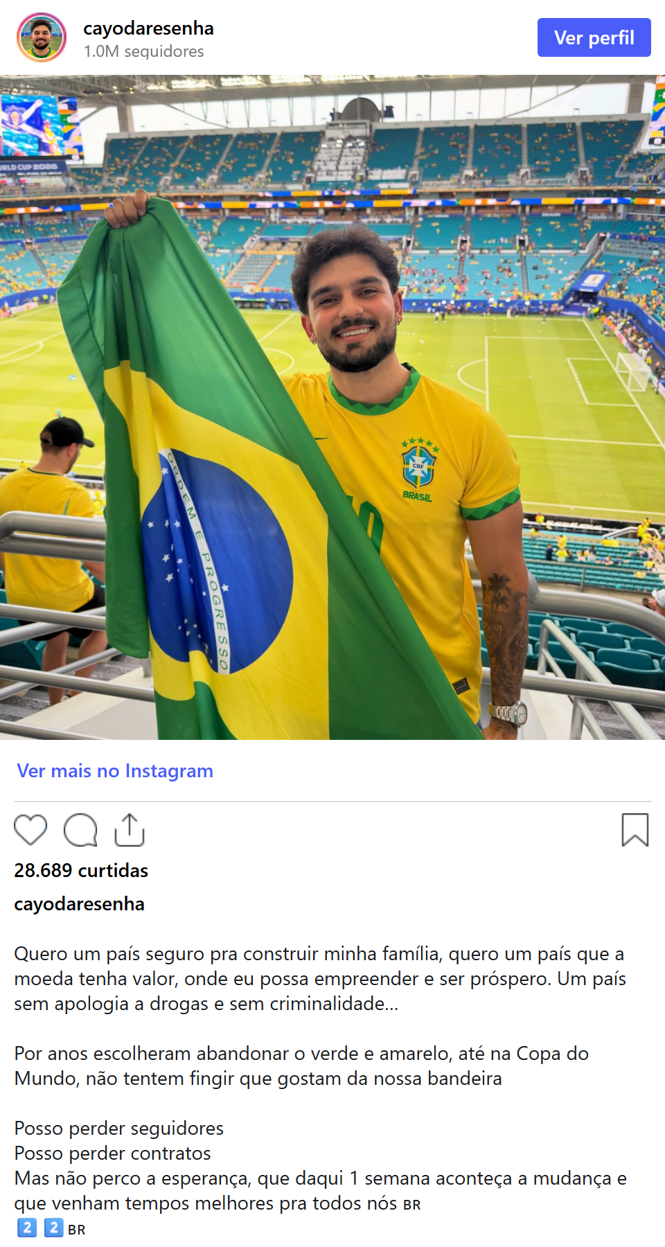 Print arquivado do post de Cayo da Resenha em 17/10/2026