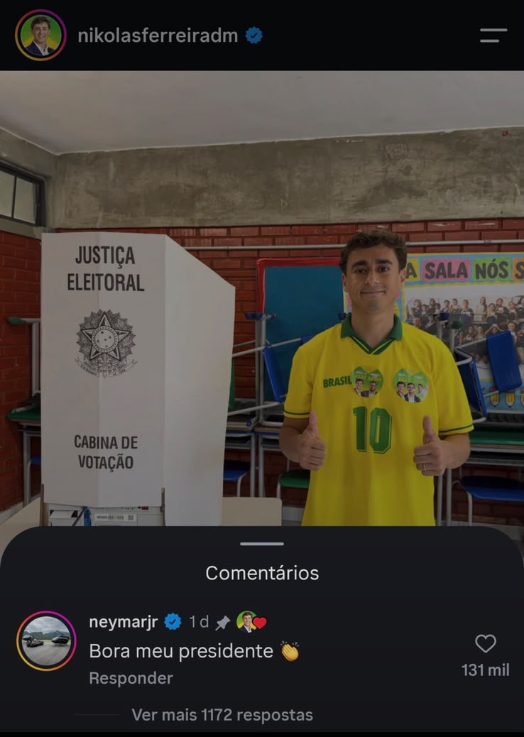 Print arquivado do post de Neymar em 04/10/2026
