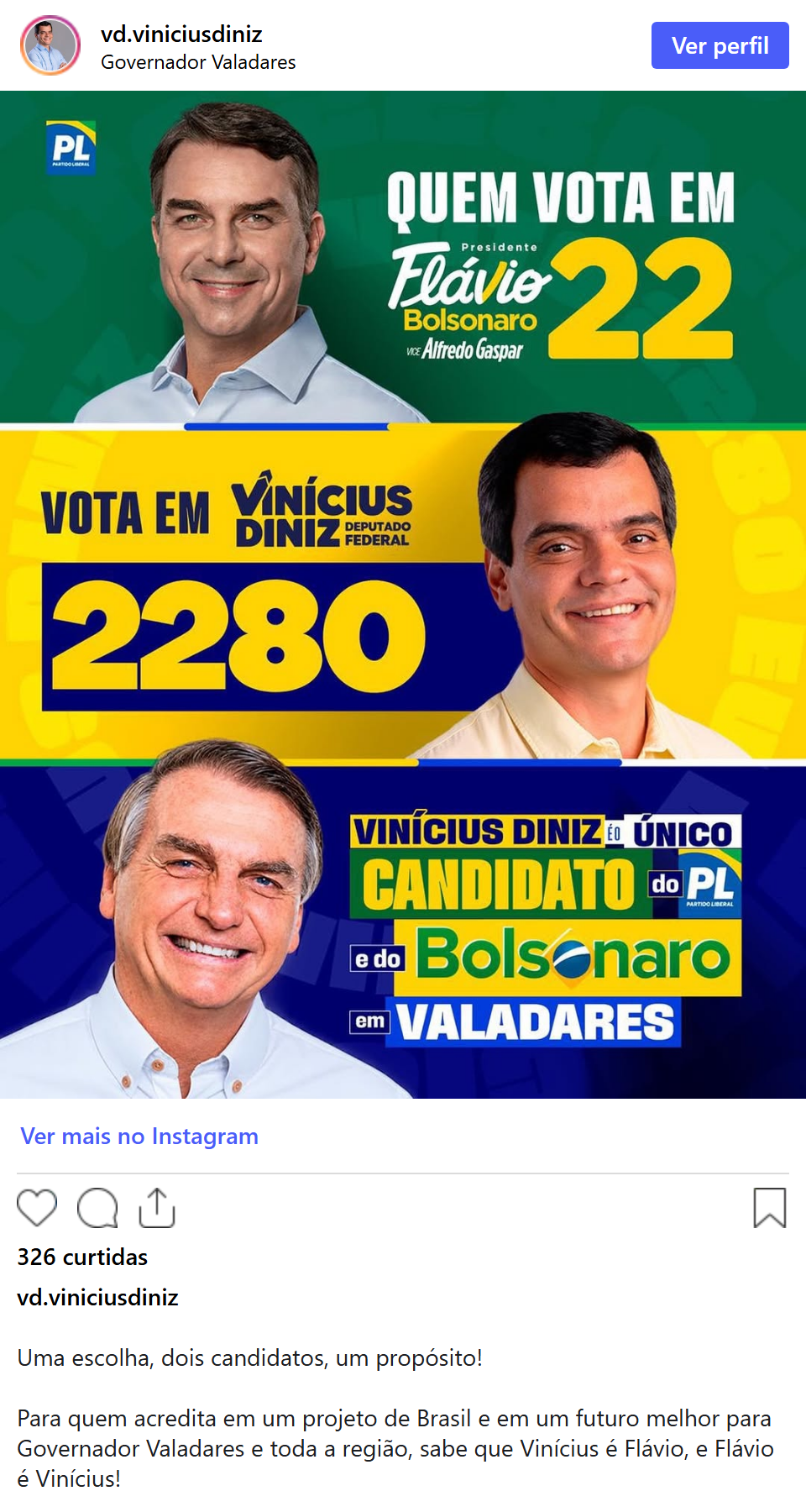Print arquivado do post de Vinicius Diniz em 03/10/2026