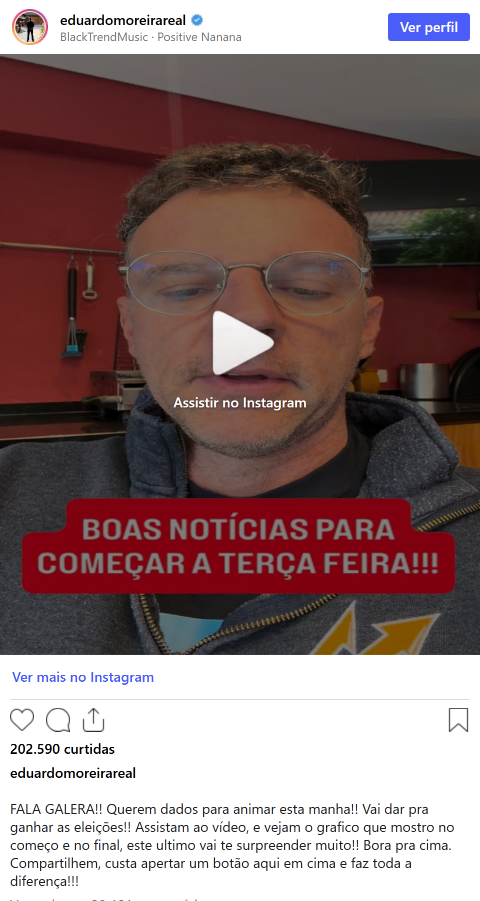 Print arquivado do post de Eduardo Moreira em 06/10/2026