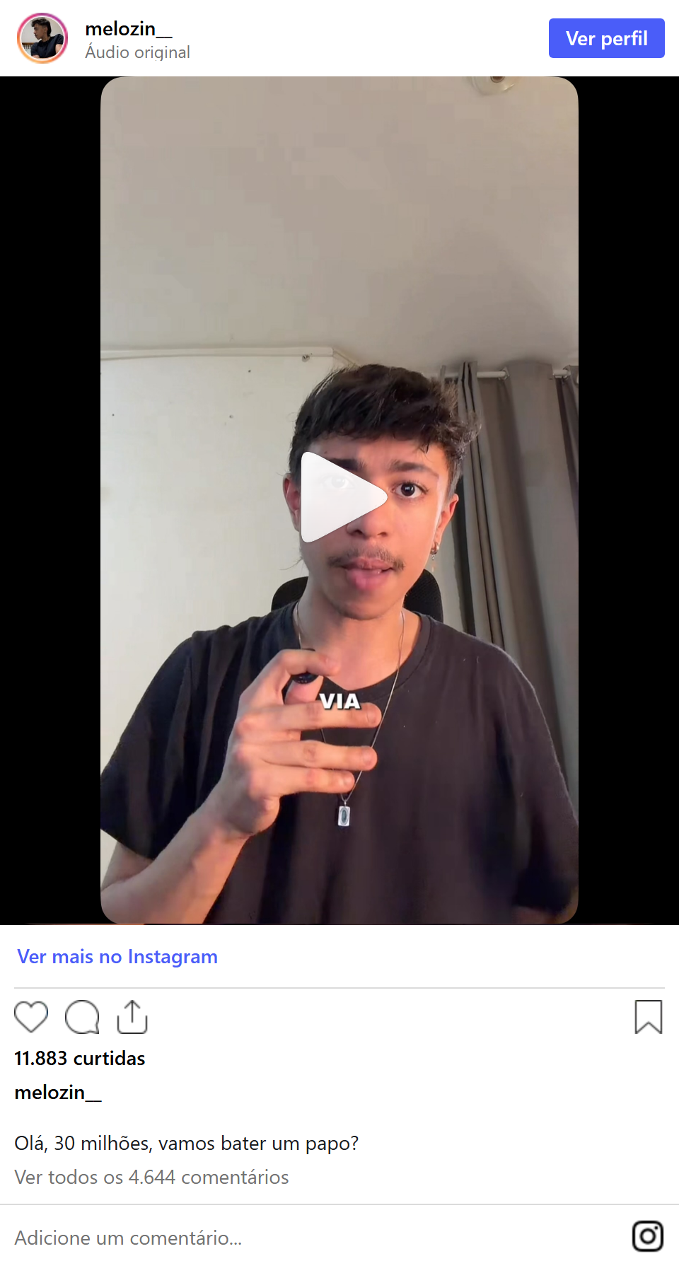 Print arquivado do post de Melozin em 08/10/2026