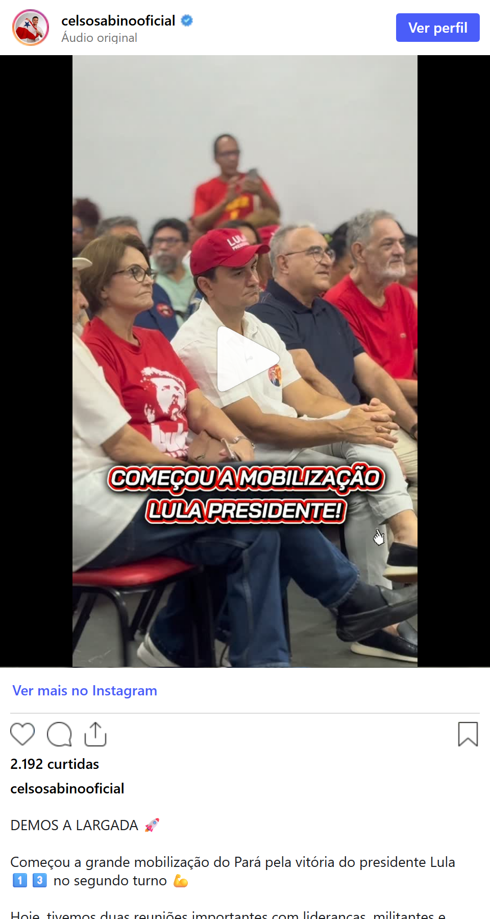 Print arquivado do post de Celso Sabino em 06/10/2026