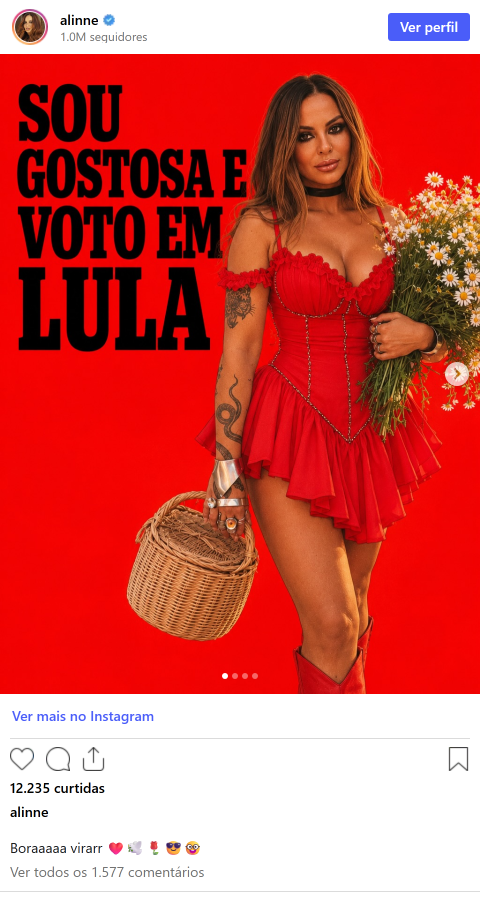 Print arquivado do post de Alinne Rosa em 14/10/2026