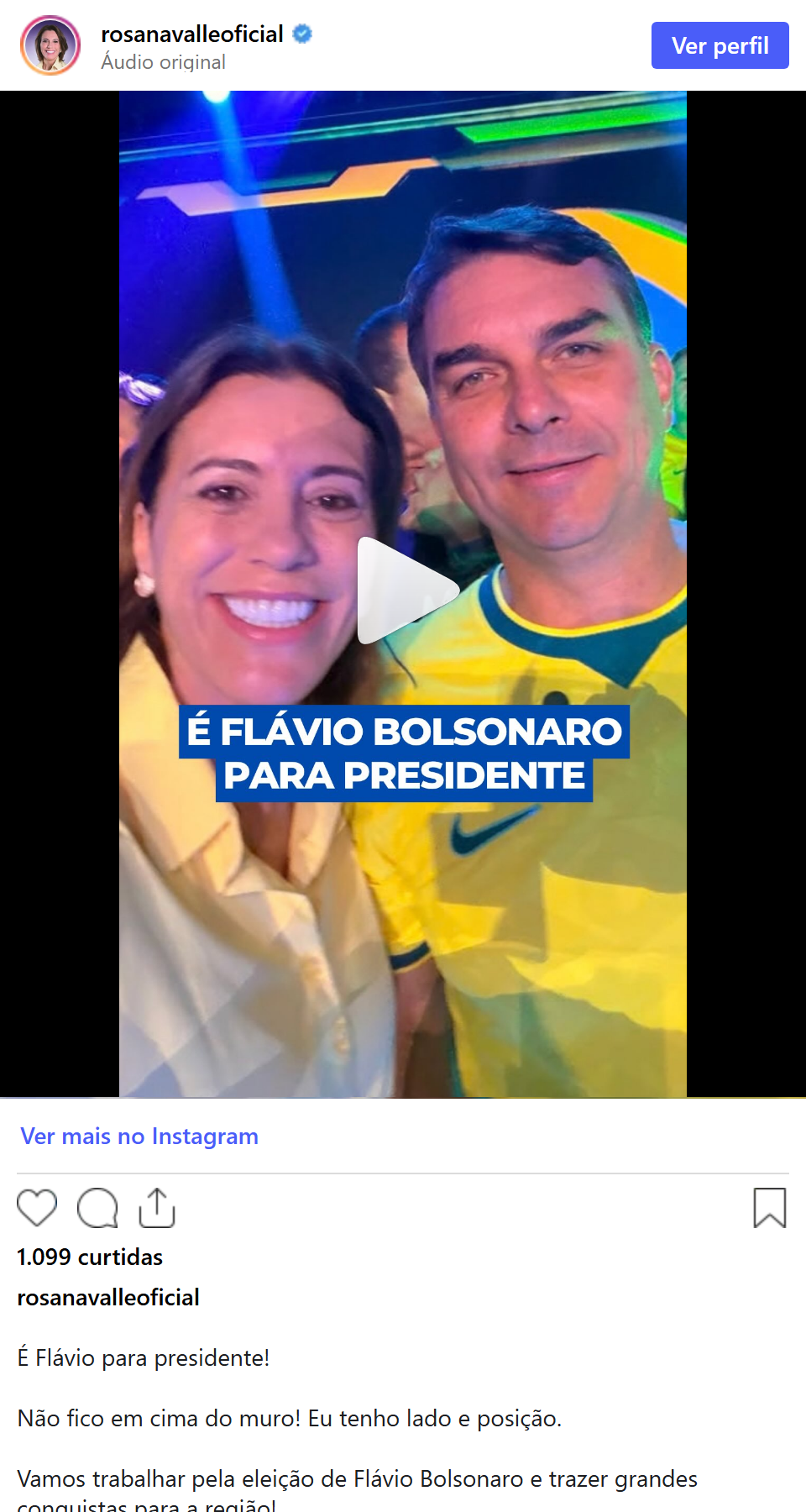 Print arquivado do post de Rosana Valle em 06/10/2026