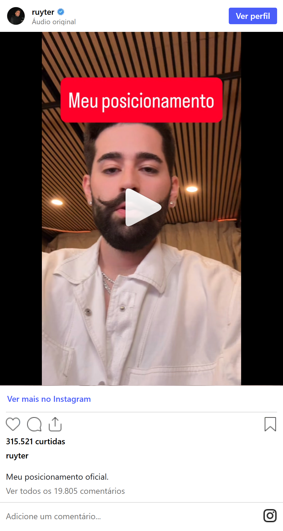 Print arquivado do post de Ruyter Poubel em 22/10/2026
