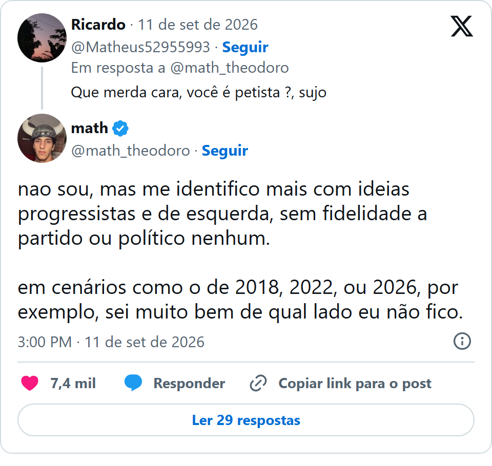 Print arquivado do post de Matheus Theodoro em 11/09/2026
