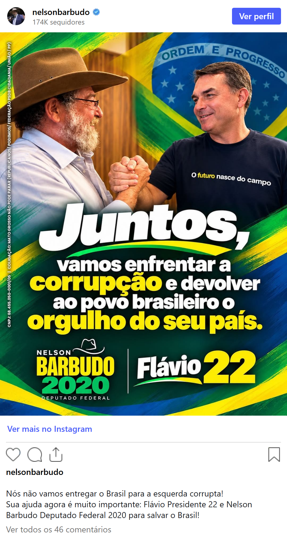 Print arquivado do post de Nelson Barbudo em 02/10/2026