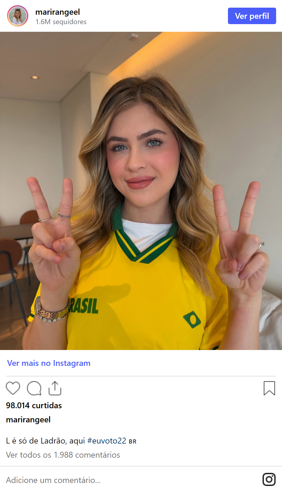 Print arquivado do post de Marianna Rangel em 17/10/2026