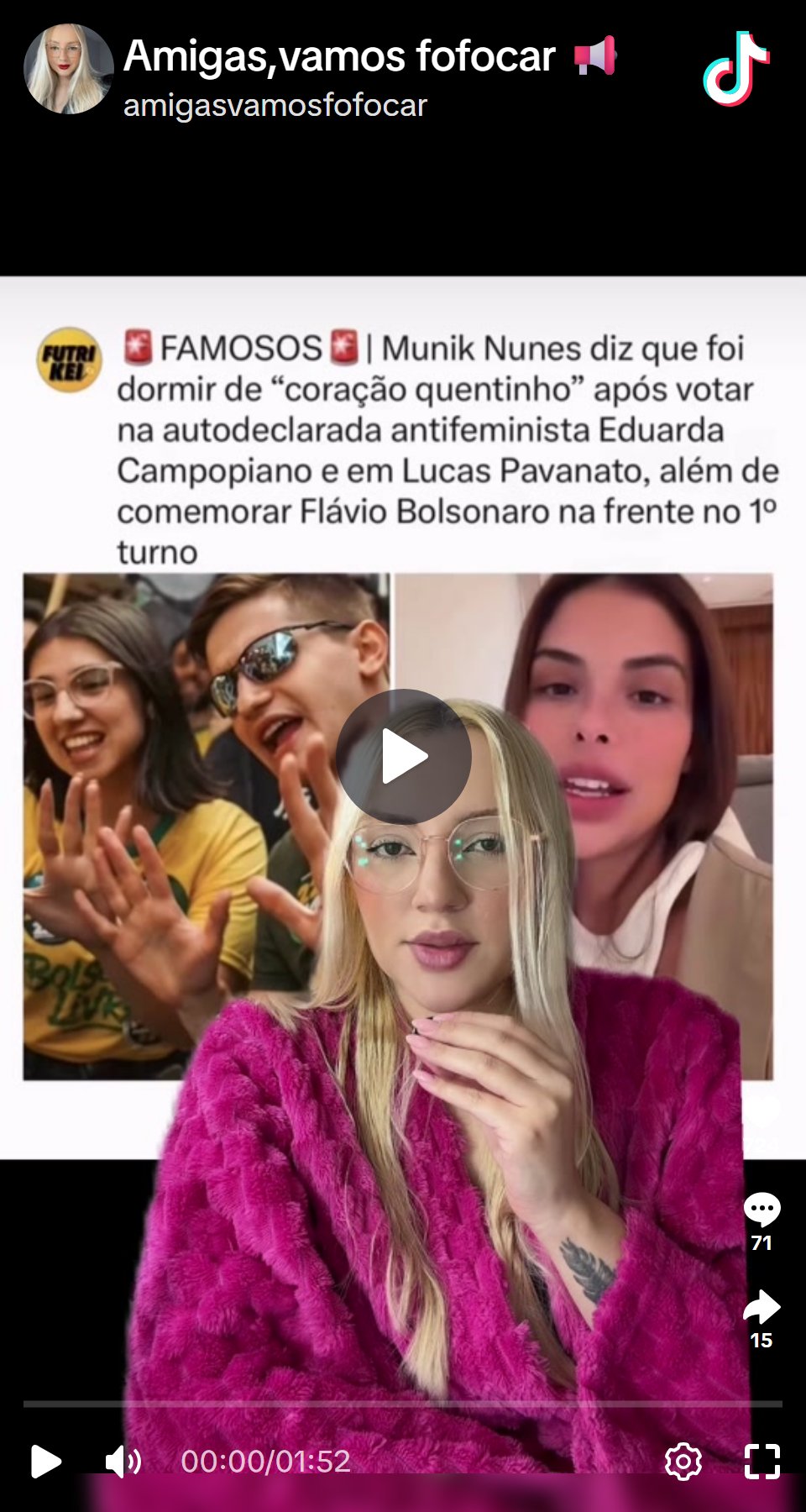 Print arquivado do post de Munik Nunes em 06/10/2026