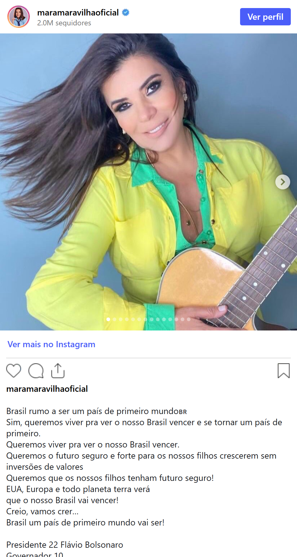 Print arquivado do post de Mara Maravilha em 03/10/2026