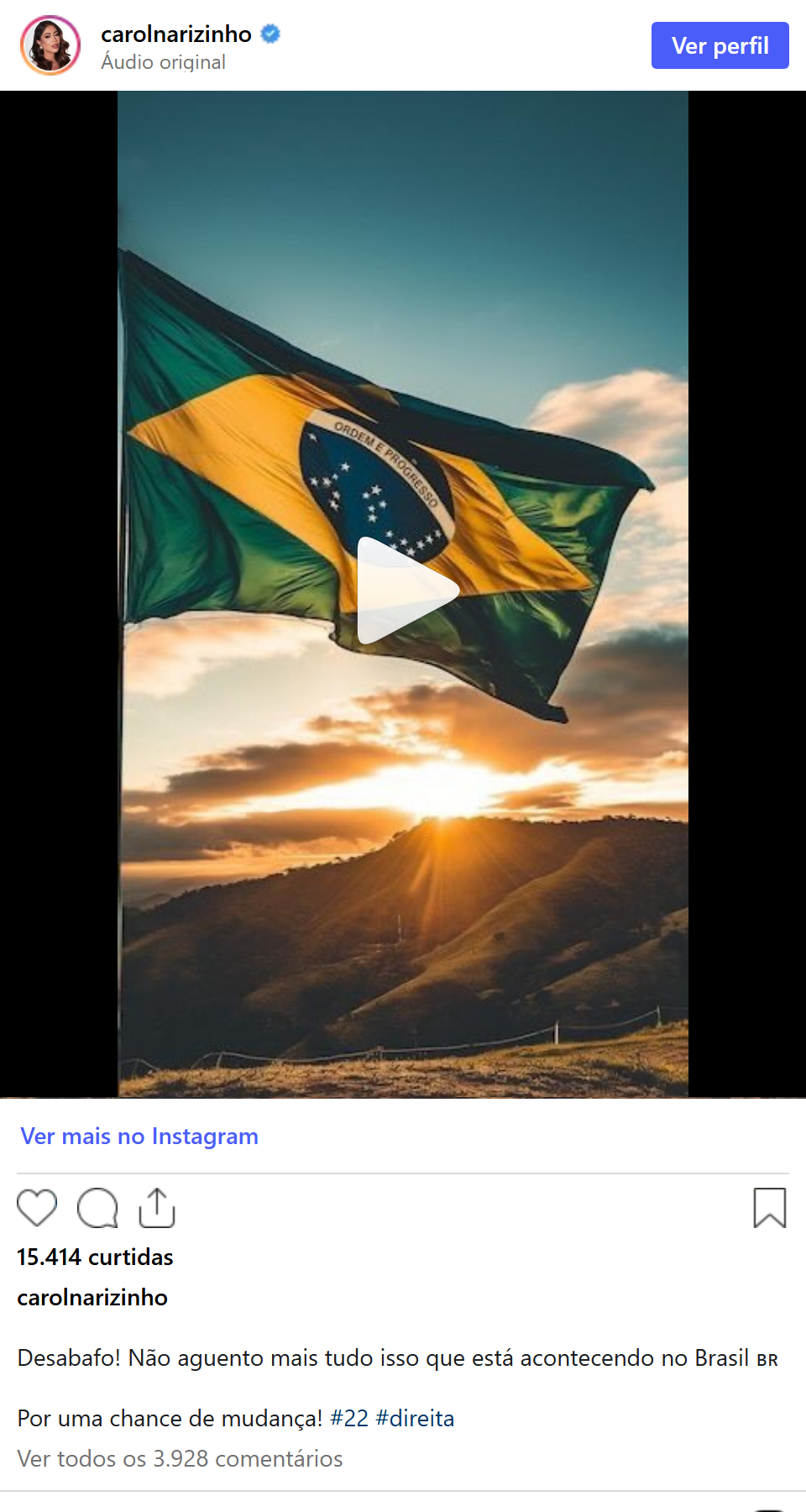 Print arquivado do post de Carol Narizinho em 08/10/2026