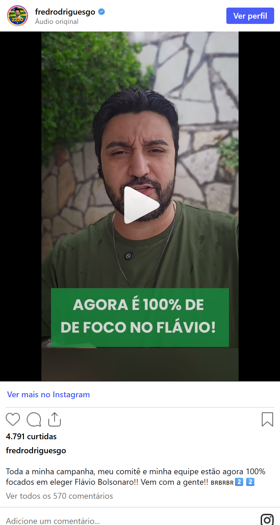 Print arquivado do post de Fred Rodrigues em 05/10/2026