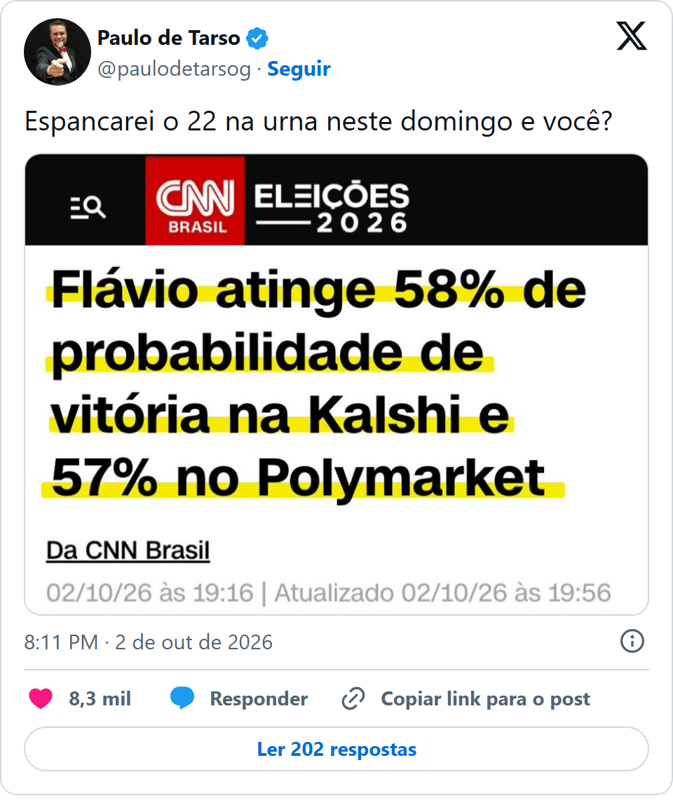 Print arquivado do post de Paulo de Tarso em 02/10/2026