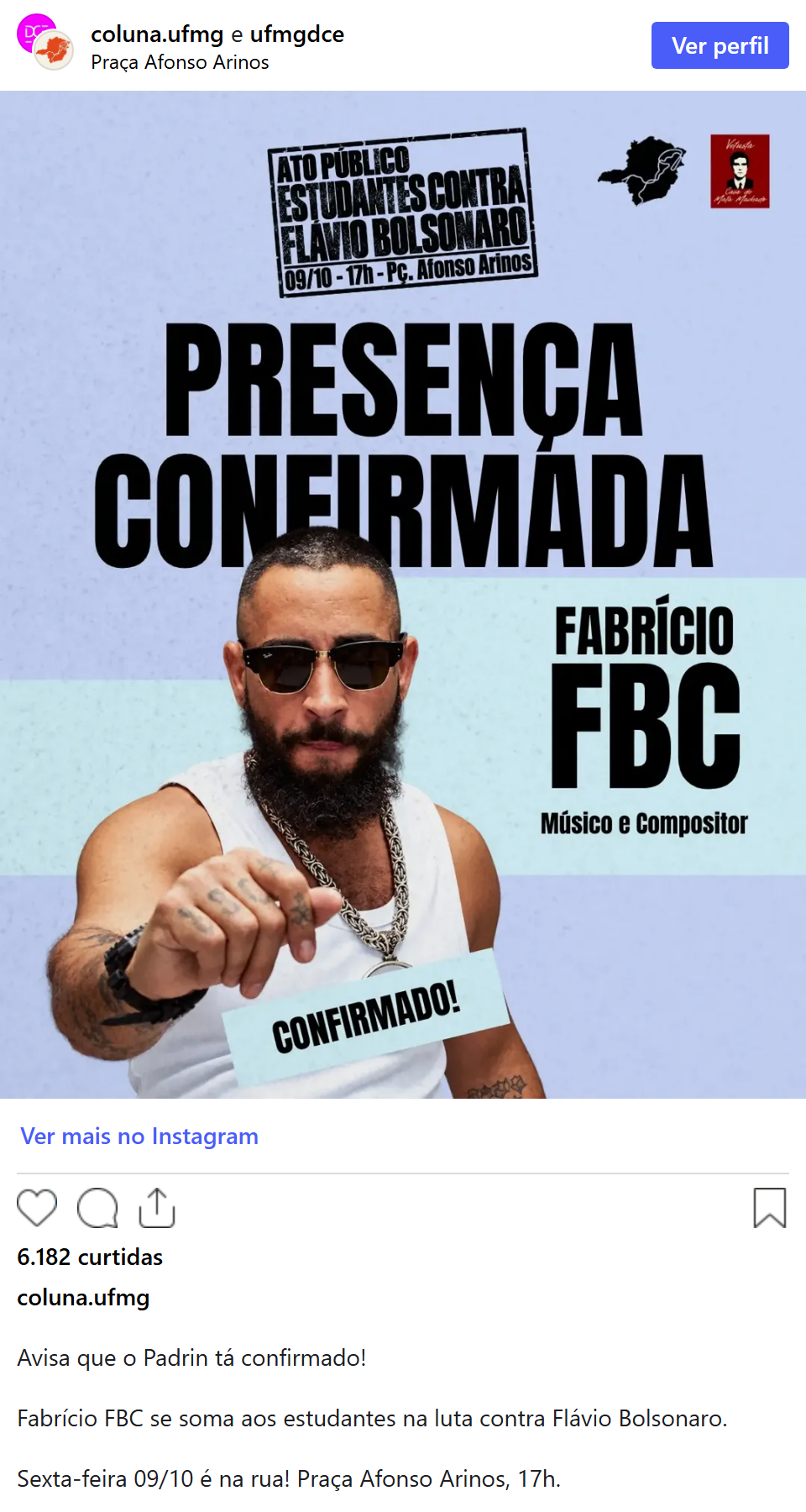 Print arquivado do post de FBC em 08/10/2026