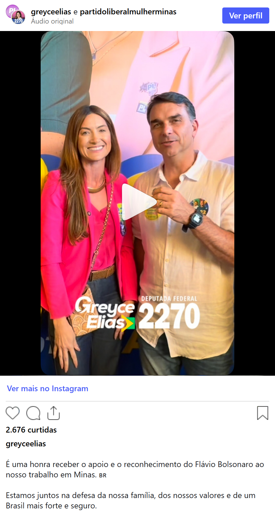 Print arquivado do post de Greyce Elias em 14/09/2026