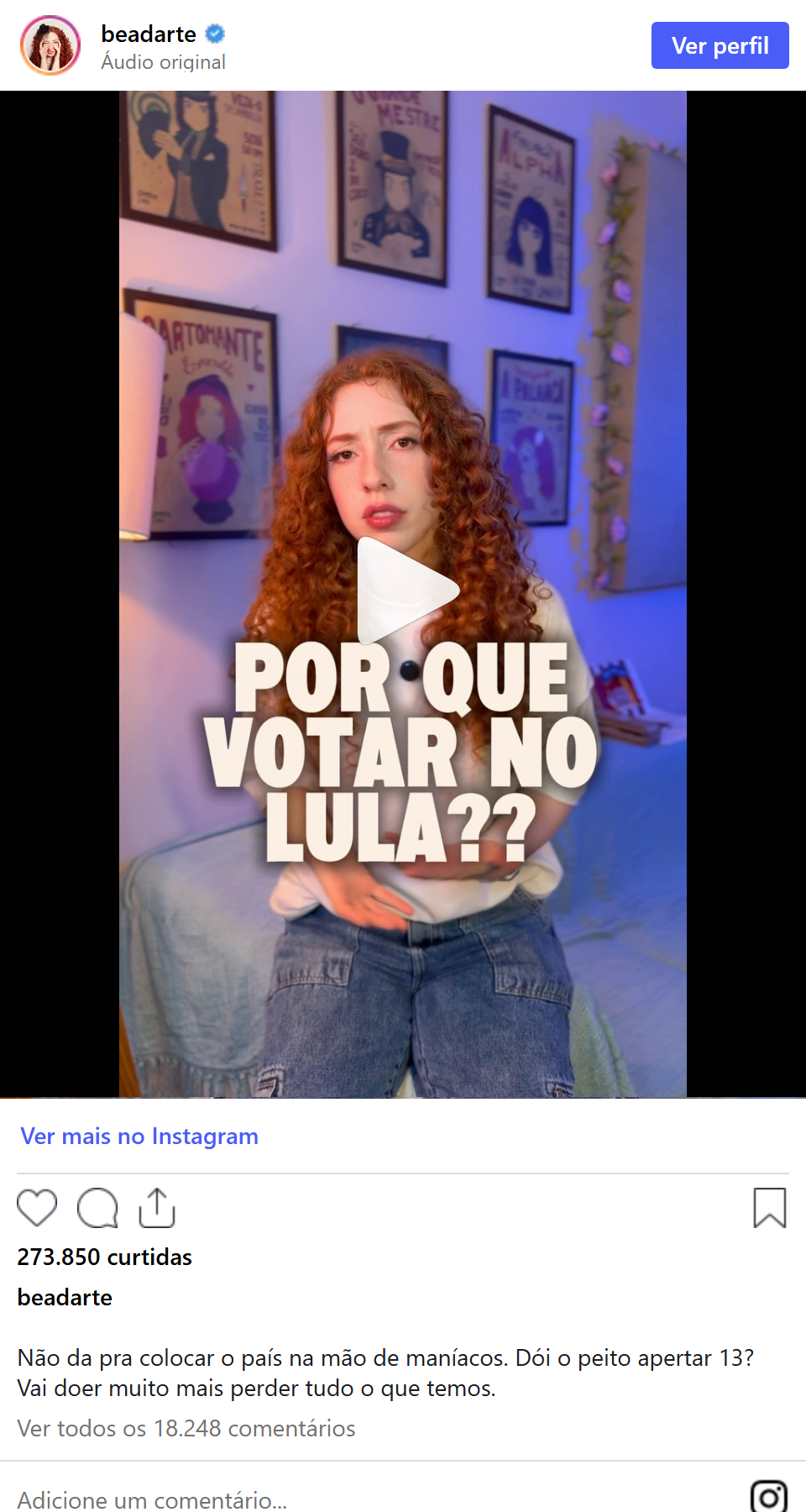 Print arquivado do post de Bea Duarte em 06/10/2026