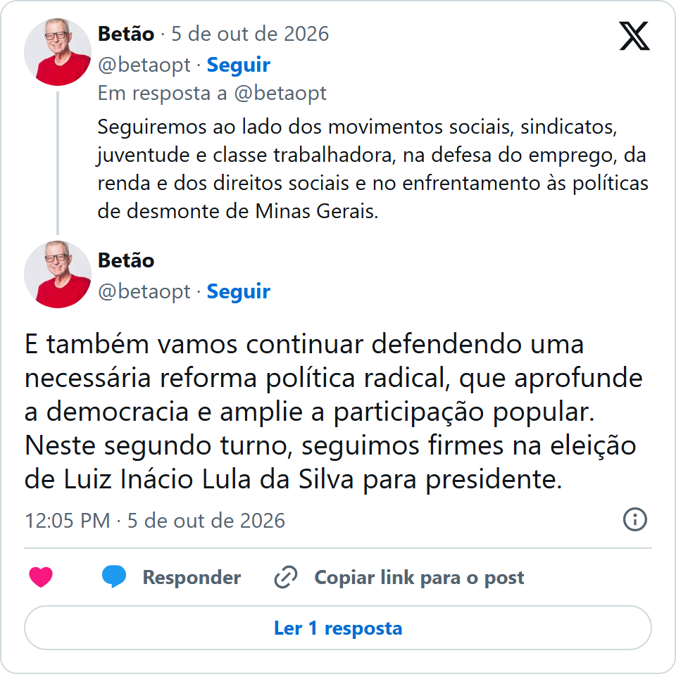 Print arquivado do post de Betão (PT-MG) em 05/10/2026
