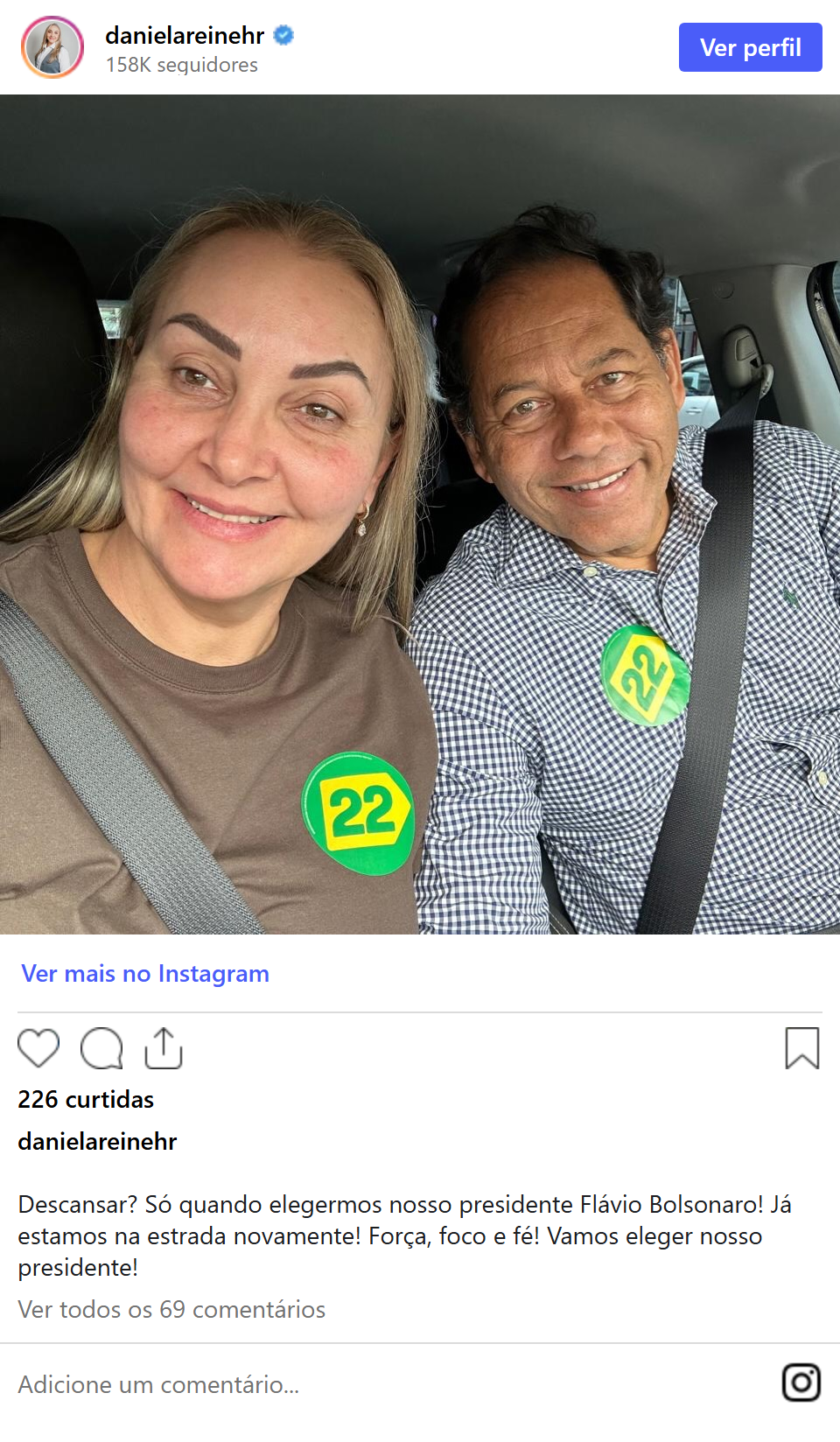 Print arquivado do post de Daniela Reinehr em 05/10/2026