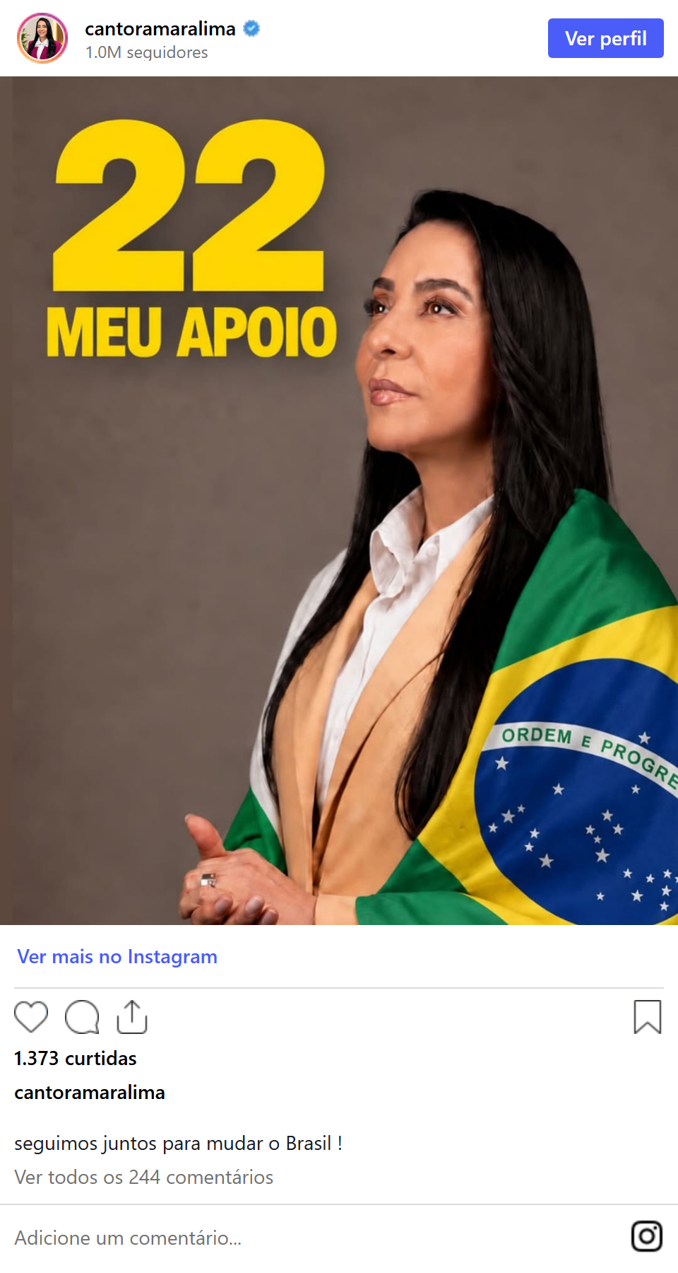 Print arquivado do post de Mara Lima em 05/10/2026