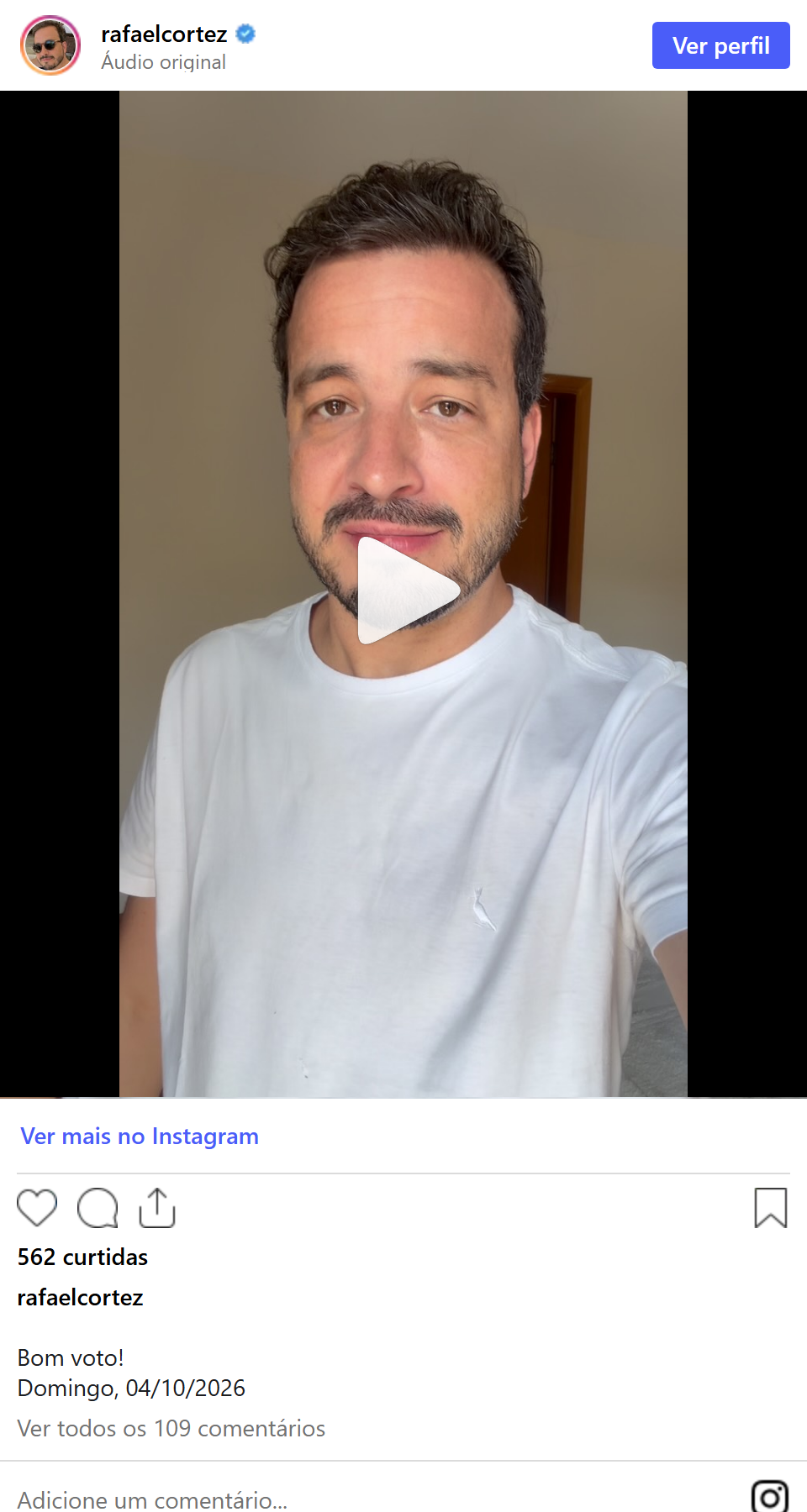 Print arquivado do post de Rafael Cortez em 04/10/2026