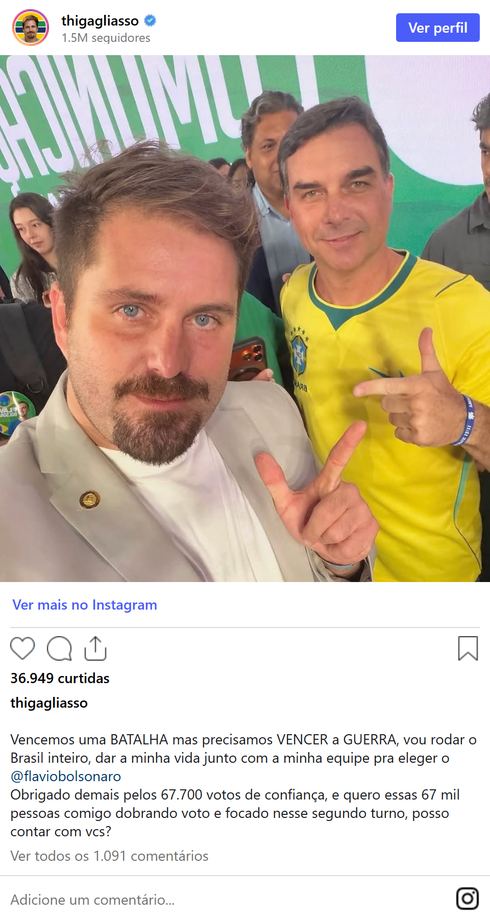 Print arquivado do post de Thiago Gagliasso em 05/10/2026