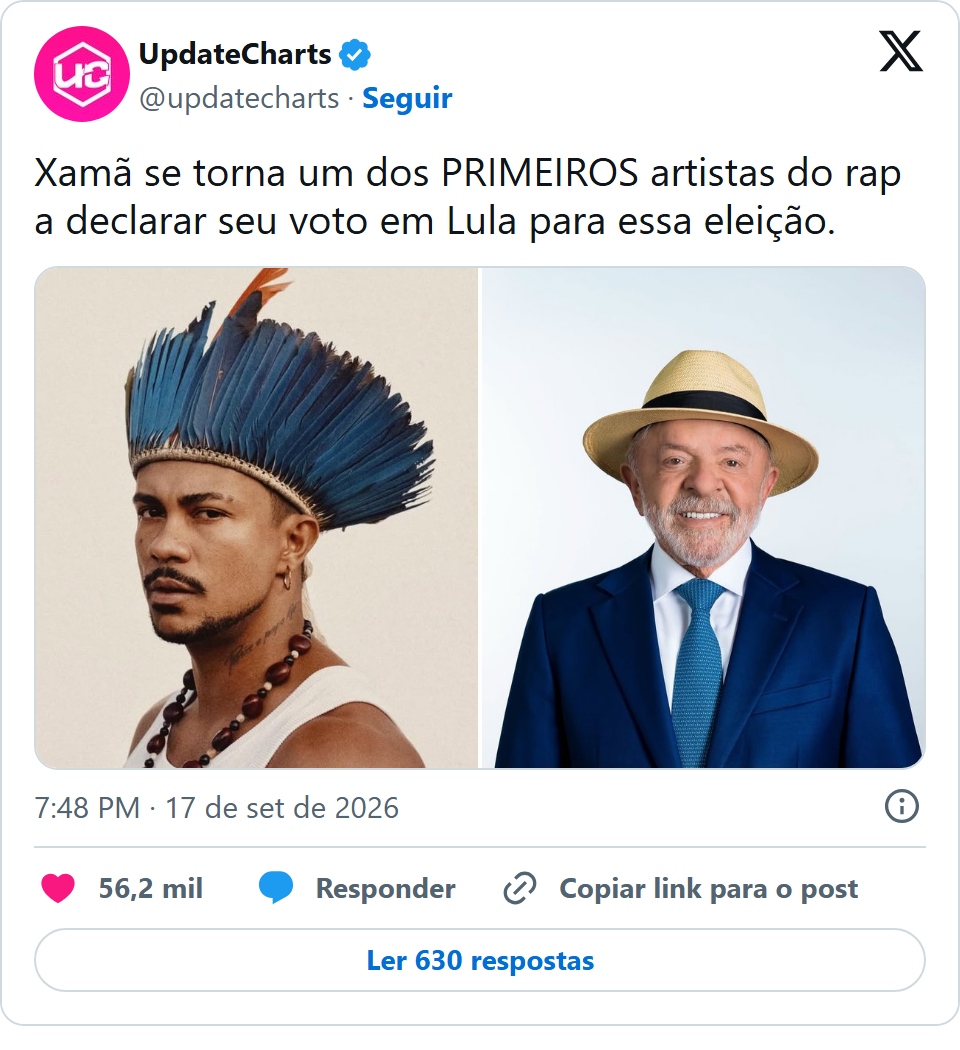 Print arquivado do post de Xamã em 17/09/2026