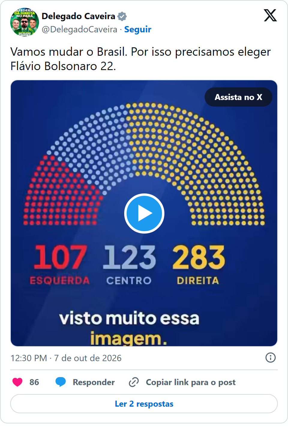 Print arquivado do post de Delegado Caveira em 07/10/2026