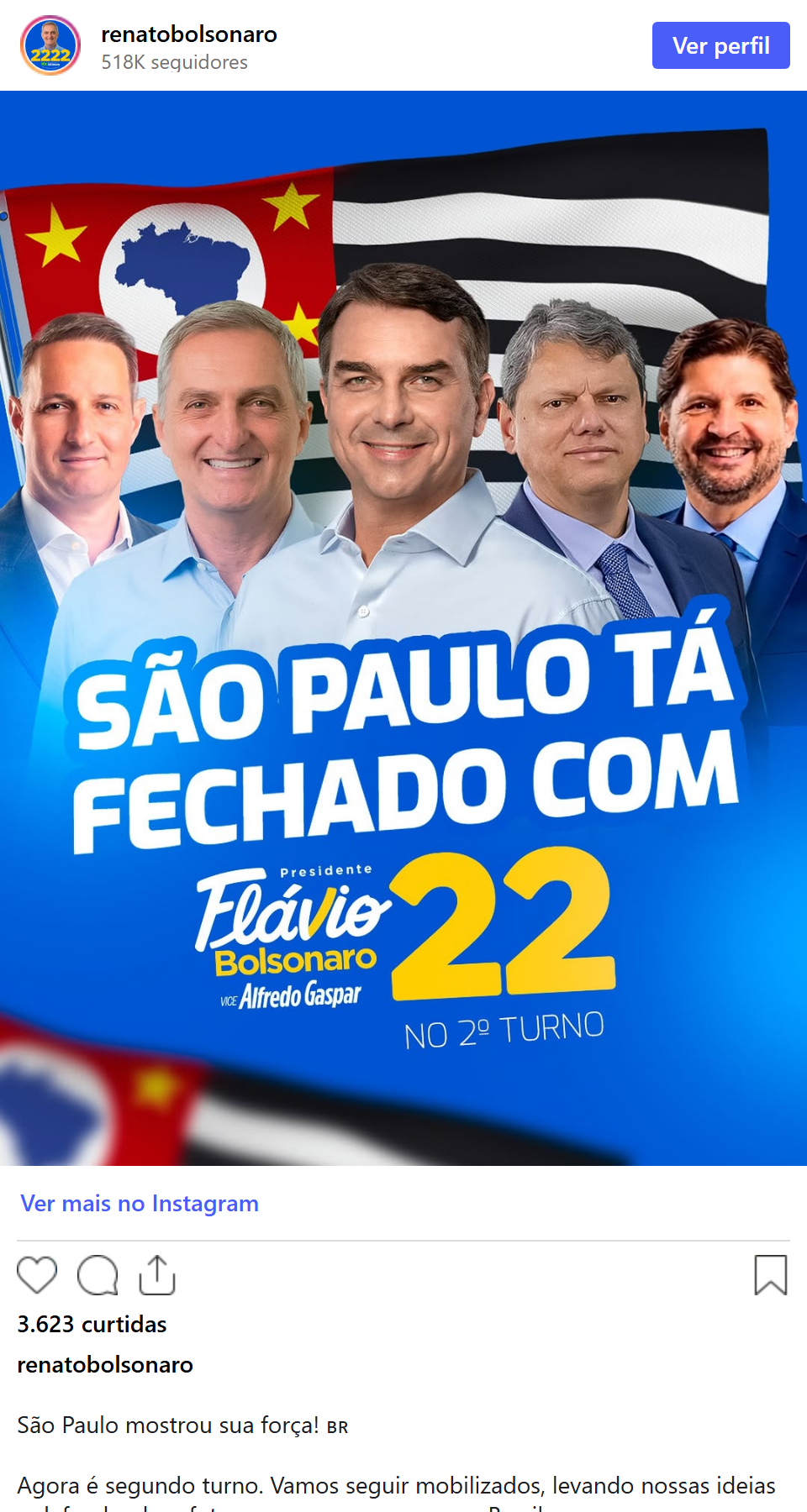 Print arquivado do post de Renato Bolsonaro em 05/10/2026