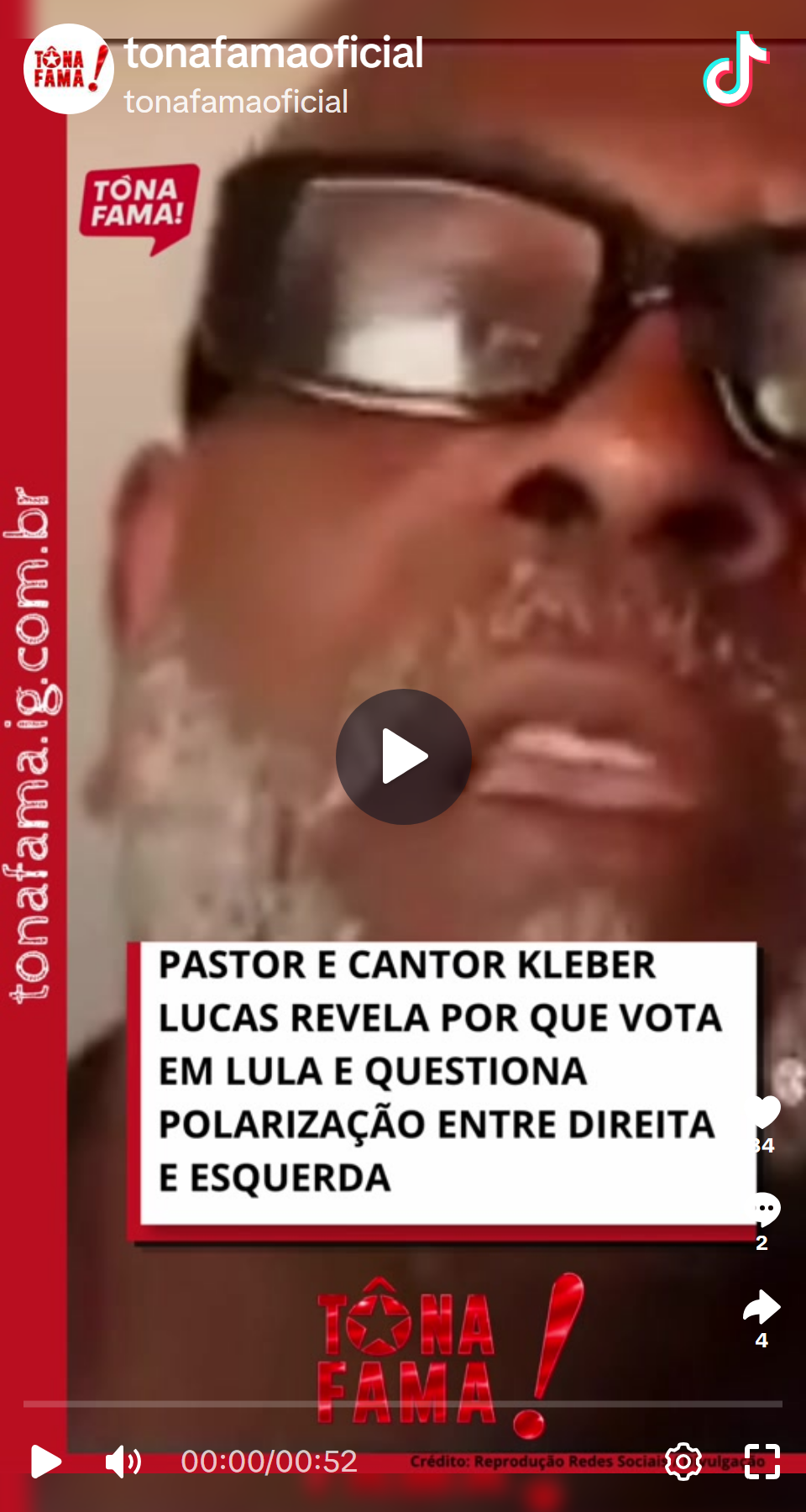 Print arquivado do post de Kleber Lucas em 24/09/2026